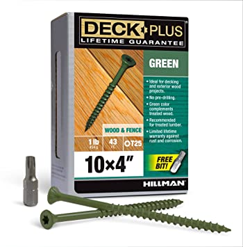 Photo 1 of Deck Plus 48409 Wood Screws #10 x 4", Green, 1lb Box
