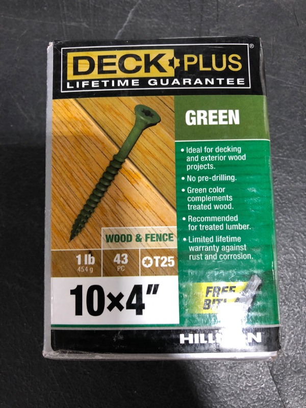 Photo 2 of Deck Plus 48409 Wood Screws #10 x 4", Green, 1lb Box
