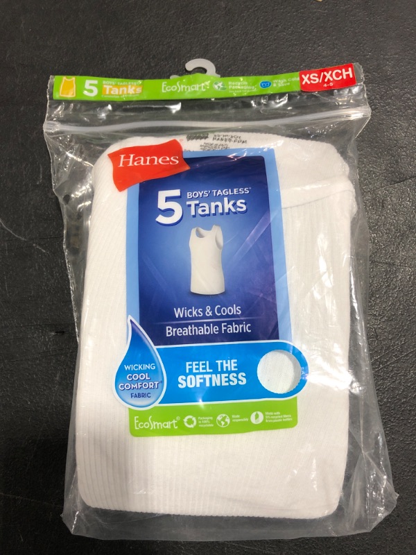 Photo 2 of Hanes Boys' White Tanks, 5-Pack
SIZE XS/XCH 4-5.