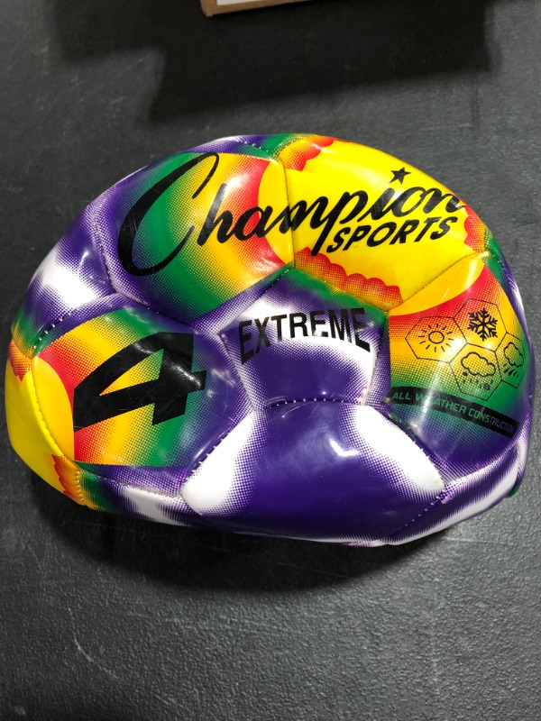 Photo 3 of Champion Sports Extreme Series Composite Tie Dye Soccer Ball - Available In Sizes 3, 4, 5
SIZE 4. PRIOR USE.