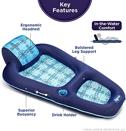 Photo 1 of Aqua Luxury Water Lounge – Extra Large – Inflatable Pool Float with Headrest, Backrest & Footrest – Navy/Light Blue
OPEN BOX.