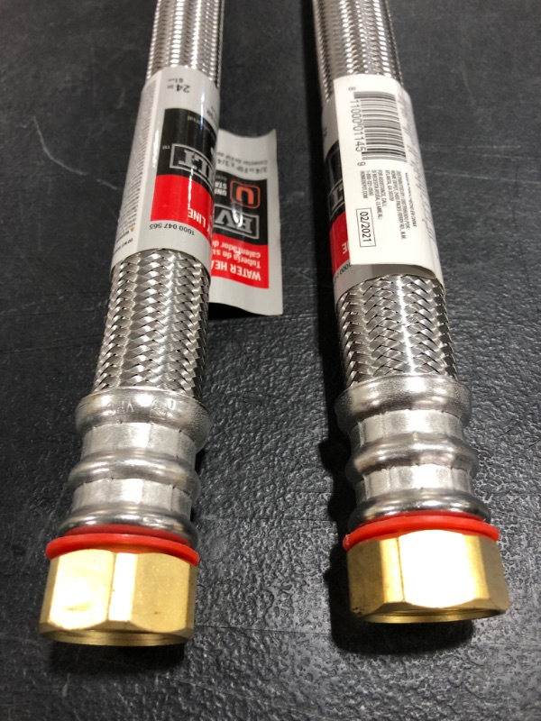 Photo 3 of 3/4 in. FIP x 3/4 in. FIP x 24 in. Stainless Steel Water Heater Supply Line. LOT OF 2. 
