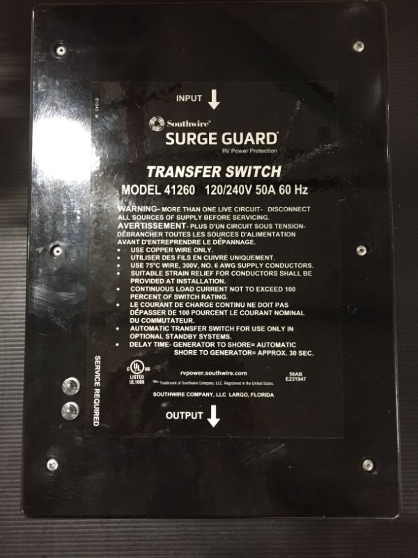 Photo 2 of Technology Research (41260 Surge Guard 50 Amp Automatic Transfer Switch
