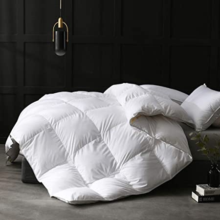 Photo 1 of APSMILE Full/Queen Size Goose Feathers Down Comforter Duvet Insert - Ultra-Soft All Season Down Comforter Hotel Collection Comforter, 46 Oz Fluffy Medium Warmth (90x90, White)
