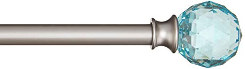 Photo 1 of Amazon Basics Decorative 5/8" Curtain Rod with Faceted Ball Finials, 48"-86", Turquoise Blue
