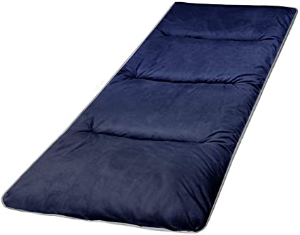 Photo 1 of REDCAMP Cot Pads for Camping, Soft Comfortable Cotton Sleeping Cot Mattress Pad 75"x29", Grey and Navy Blue
