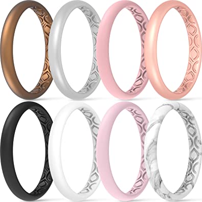 Photo 1 of ThunderFit Women Breathable Air Grooves Silicone Wedding Ring Wedding Bands 3mm Width - 1.5mm Thickness - 12 rings / 8 Rings / 4 Rings / 1 Ring
22 PACKAGES