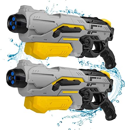 Photo 1 of SEETOYS Set of Two Squirt Water Guns 1200 ml for Kids with Long Range Shooting Water Blaster for Summer Swimming Pool Party 16x8x2.7 inch(Gray)
