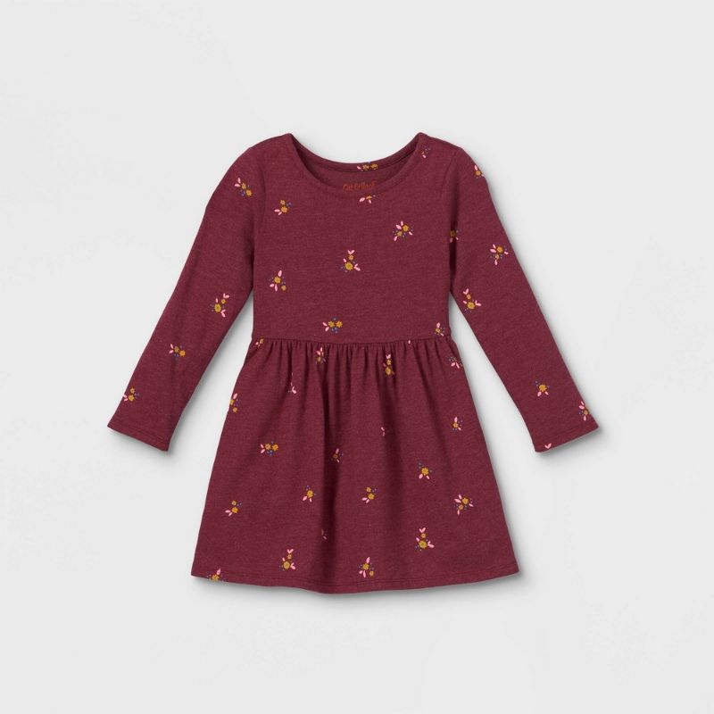 Photo 1 of 2 PACK - GIRL'S BURGUNDY FLOWER DRESS SIZE 5T