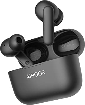 Photo 1 of AIHOOR Wireless Earbuds for iOS & Android Phones, Bluetooth 5.0 in-Ear Headphones with Extra Bass, Built-in Mic, Touch Control, USB Charging Case, 30hr Battery Earphones, Waterproof for Sport
