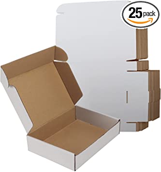 Photo 1 of RLAVBL Shipping Boxes 9x6x2 Small White Corrugated Cardboard Box, 25 Pack
