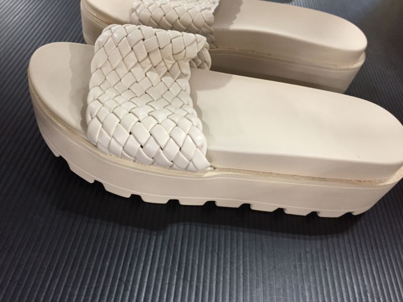 Photo 2 of LUCKY STEP Women's Platform Sandals Flatform Slide Open Toe Casual Summer Beach Outdoor Wedge Woven Belt Slipper
