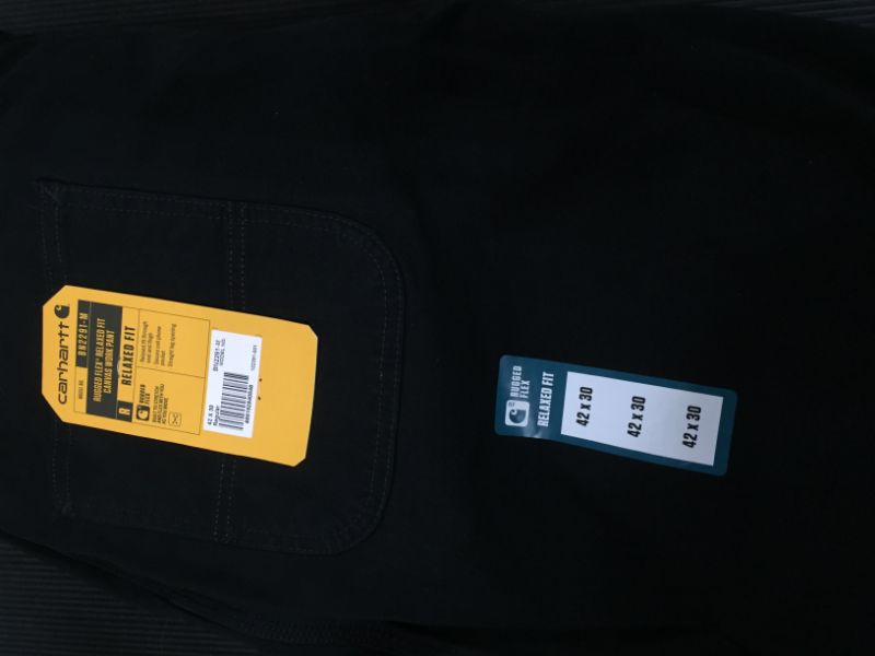 Photo 3 of Carhartt Men's 42 in. X 30 in. Black Cotton/Spandex Rugged Flex Rigby Dungaree Pant
aize 42 x 30