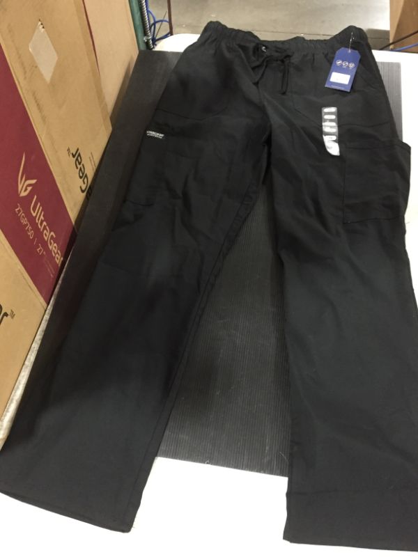 Photo 1 of Workwear Professionals Men Medical Scrubs Pant Tapered Leg Drawstring Cargo WW190 M Black
