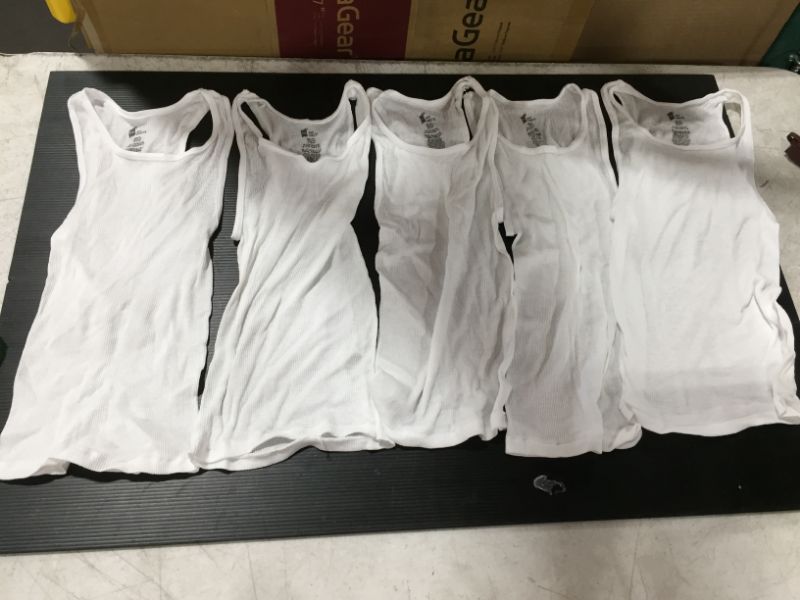 Photo 2 of Hanes  5-Pack Tagless Cotton Tank Undershirt M
