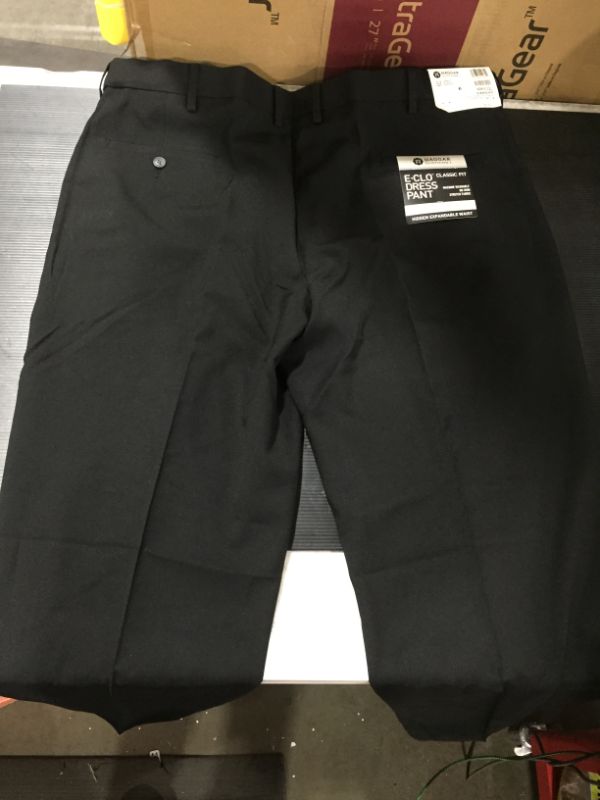 Photo 3 of Haggar Men's Eclo Stria Expandable-Waist Flat Front Dress Pant 42X32
