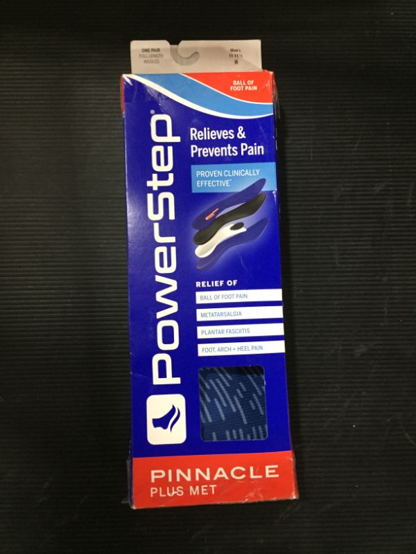 Photo 3 of Powerstep Pinnacle Plus Met Insoles, Neutral Arch Support, Metatarsalgia, Morton's Neuroma, Ball of Foot Pain Relief
SIZE: 11-11.5