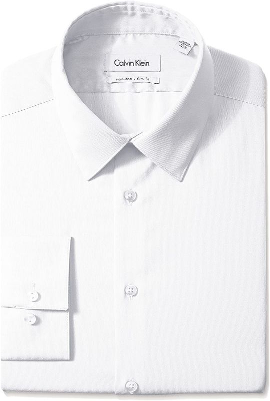 Photo 1 of Calvin Klein Men's Dress Shirts Slim Fit Non Iron Solid 34-35
