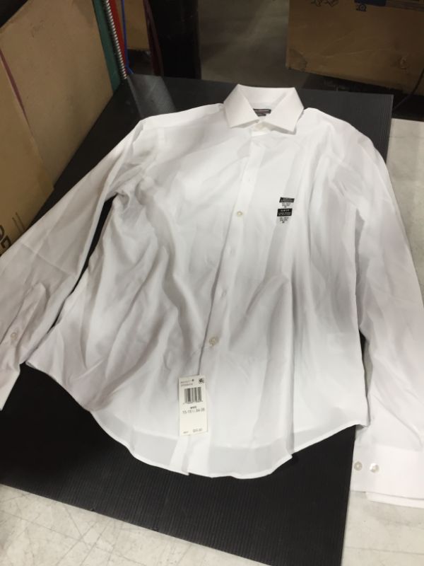 Photo 2 of Van Heusen Traveler Long Sleeve Stretch Dress Shirt - Slim, 15-15.5 34-35, White
