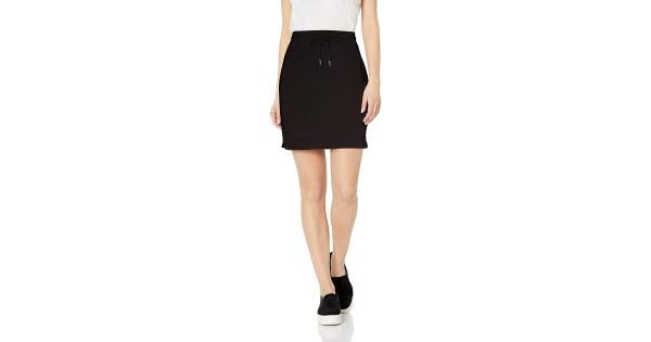 Photo 1 of Daily Ritual Women's Terry Cotton and Modal Sweatshirt Skirt, Black,Large - Large
