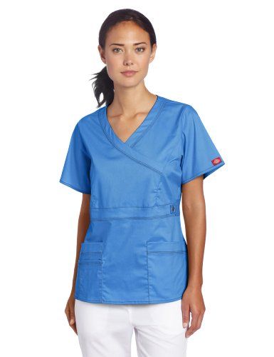 Photo 1 of Dickies Gen Flex Medical Scrubs Top for Women Mock Wrap 817355 S Royal
SMALL