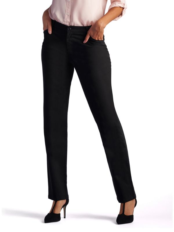 Photo 1 of Women's Lee Relaxed Fit Straight-Leg Pants, Size: 8 T/Large, Black

