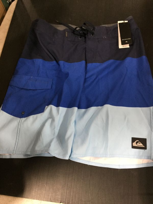 Photo 1 of Quiksilver Men's Standard Everyday 21 Board Short Swim Trunk Bathing Suit, Nautical Blue Stripe, 33
