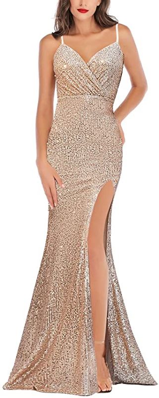 Photo 1 of A ARFAR Prom Dress for Women Sphagetti Strap Sequin Party Dress Sexy Split Women's V-Neck Formal Maxi Dresses Summer
MEDIUM