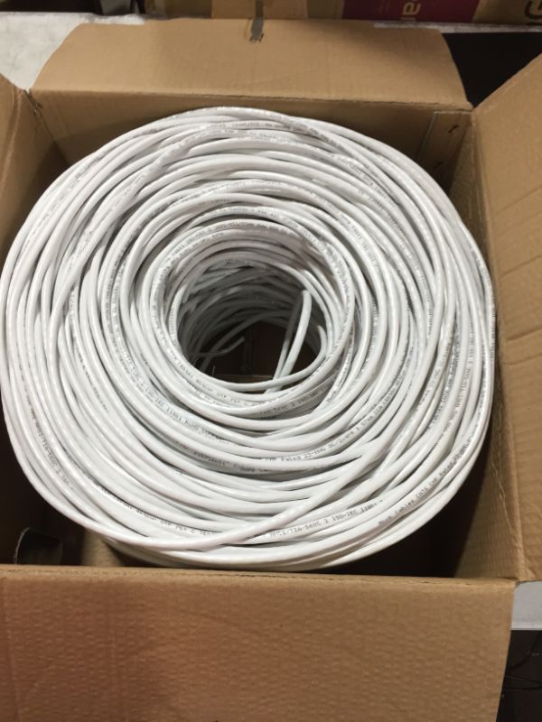 Photo 2 of Cat6 Ethernet Cable 1000ft Plenum (CMP) - 0.57mm 8C Solid Conductor, Tested with Fluke DTX 1800, 23AWG, 10 Gigabit, 4 Pair, 550MHz, Cat6 Plenum UTP White Networking Cable | by Monk Cables
