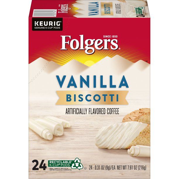 Photo 1 of 6 pack Folgers Vanilla Biscotti Flavored Ground Coffee, K-Cup Pods, 24-Count
BEST BY NOV 22 2021