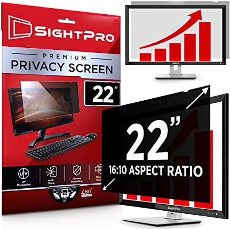 Photo 1 of SightPro 22 Inch Computer Privacy Screen Filter for 16:10 Widescreen Monitor - Privacy Shield and Anti-Glare Protector
