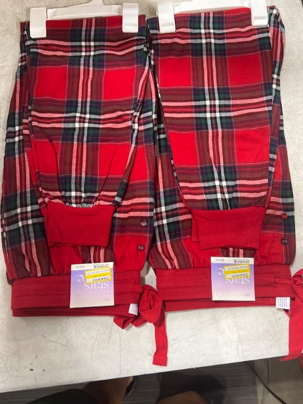 Photo 2 of Women's Perfectly Cozy Flannel Plaid Jogger Pajama Pants - Stars Above, Size Large, 2PACK!