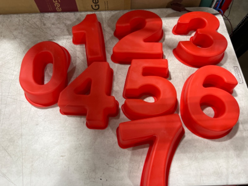 Photo 2 of 10 Inch 9 pieces Large Size Number Moulds Baking Forms Silicone Number Mold Cake Pan