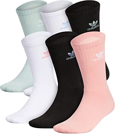 Photo 1 of adidas Originals unisex-adult Trefoil Crew Socks (6-pair), Large (Women size:10-13 Men size:8-12)
