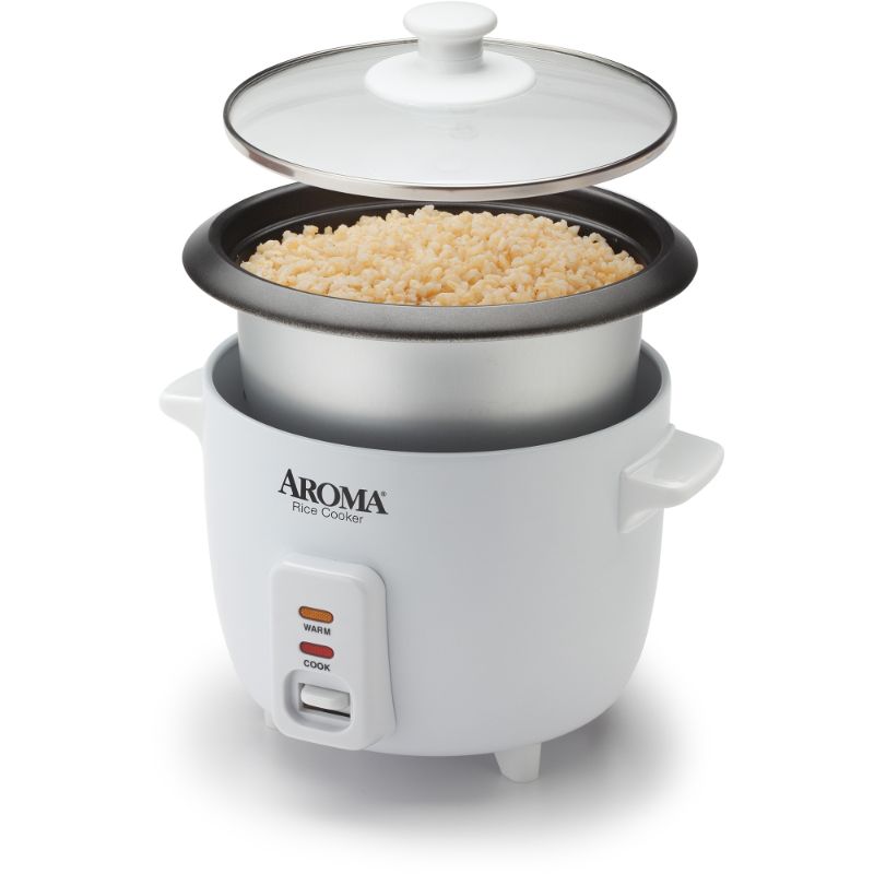Photo 1 of Aroma 6 Cup Non-Stick Pot Style White Rice Cooker 3 Piece
