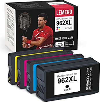 Photo 1 of LEMERO Remanufactured Ink Cartridge Replacement for HP 962XL 962 962 XL to use with OfficeJet Pro 9015 9015e 9010 9025 9025e 9020 9018 9012 9028 (Black, Cyan, Magenta, Yellow, 4-Pack)
