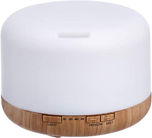 Photo 1 of Amazon Basics 500ml Ultrasonic Aromatherapy Essential Oil Diffuser, Classic Wood Grain Base, Includes Timer and 7-Color Night Light **PARTS ONLY**