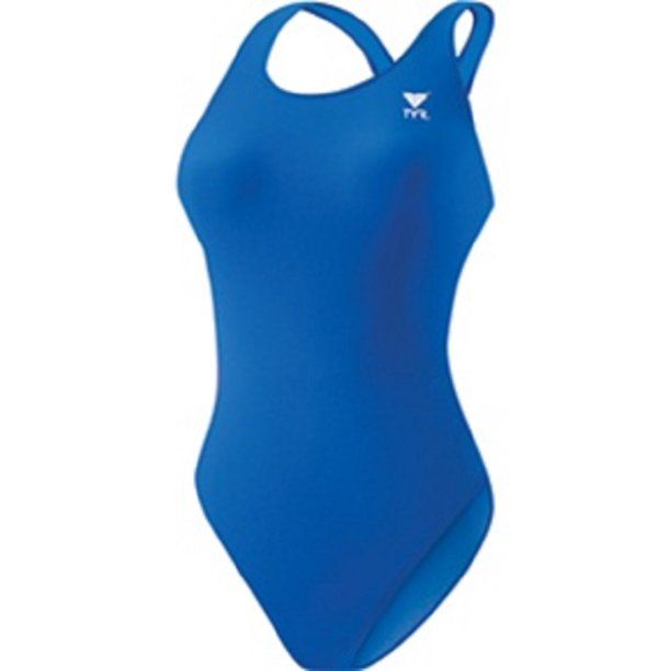 Photo 1 of SIZE 32 TYR Women's Solid Durafast Polyester Maxback Tank Swimsuit, Blue
