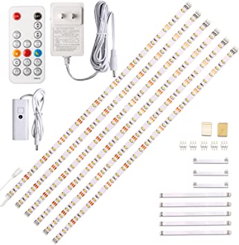 Photo 1 of WOBANE Under Cabinet LED Lighting kit, 6 PCS LED Strip Lights with Remote Control Dimmer and Adapter, Dimmable for Kitchen Cabinet,Counter,Shelf,TV Back,Showcase 2700K Warm White,Bright 1500lm,Timing
