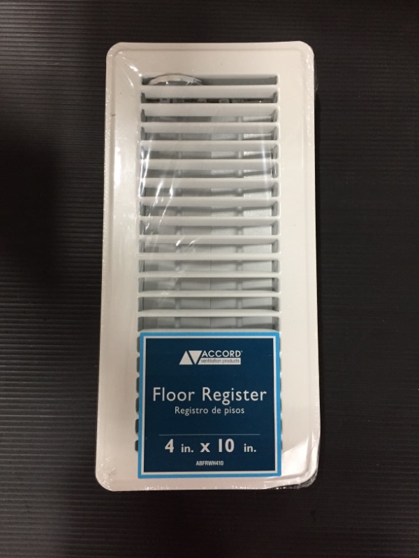 Photo 2 of Accord Ventilation ABFRWH410 Floor Register, 4” x 10”, White
