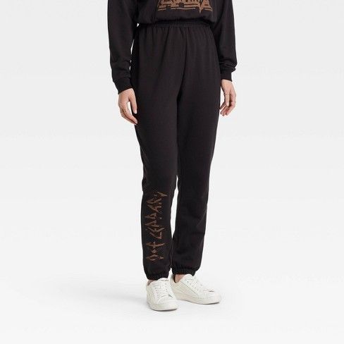 Photo 1 of Women's Def Leppard Graphic Jogger Pants - Black Leopard Print (S)

