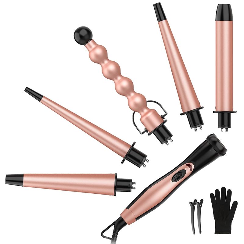 Photo 1 of 5 in 1 Curling Wand Set, BESTOPE PRO Interchangeable Curling Iron, 0.35-1.25 Inch Hair Wand Curler for Hairstyle, Instant Heat Up
