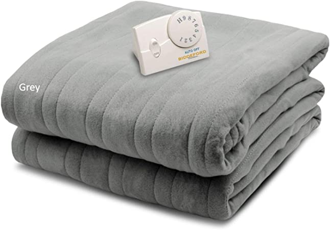 Photo 1 of Biddeford Blankets Comfort Knit Electric Heated Blanket with Analog Controller, Twin, Grey
