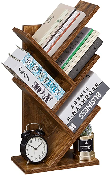 Photo 1 of  SUPERJARE Tree Bookshelf, 5-Tier Floor Standing Tree Bookcase in Living Room Home Office, Desktop Bookshelves Storage Rack for CDs Movies Books (COLOR DIFFERS FROM STOCK PHOTO)