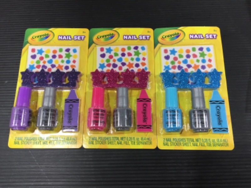 Photo 1 of 3 PACK! CRAYOLA GIRLS' NAIL SET 4 COLORS 