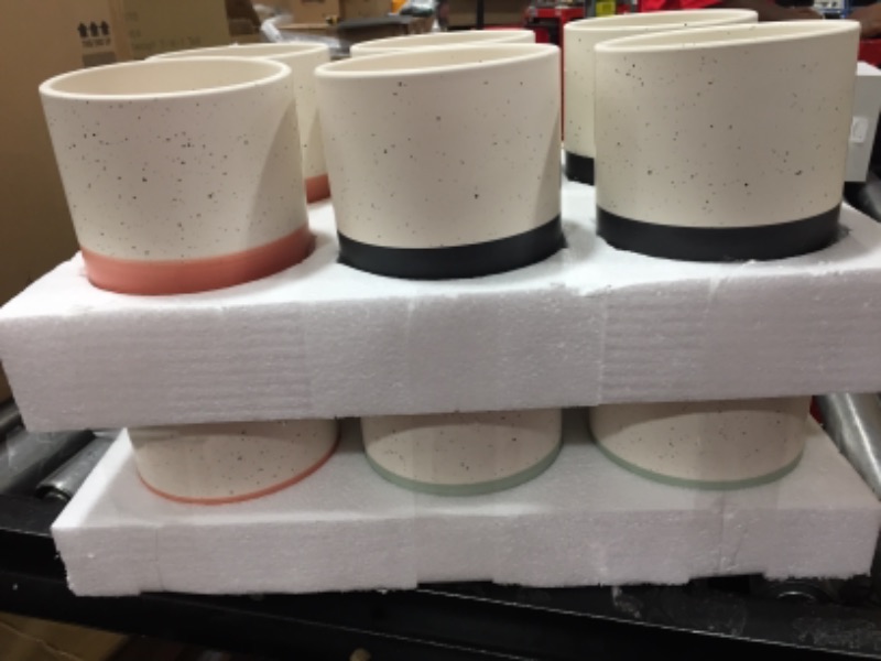 Photo 1 of 12 PACK SPECKLED DIPPED CERAMIC PLANTER 5"x4.5"