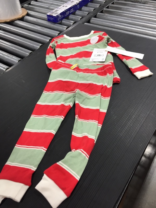 Photo 2 of 3T Burt's Bees Baby® Toddler Rugby Striped Organic Cotton Tight Fit Pajama Set - Red/Green
