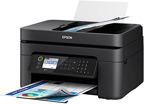 Photo 1 of Epson Workforce WF-2850 All-in-One Wireless Color Inkjet Printer, Black - Print Scan Copy Fax - 10 ppm, 5760 x 1440 dpi, Auto 2-Sided Printing, 30-Sheet ADF, Voice-Activated, Vertluna Printer_Cable
