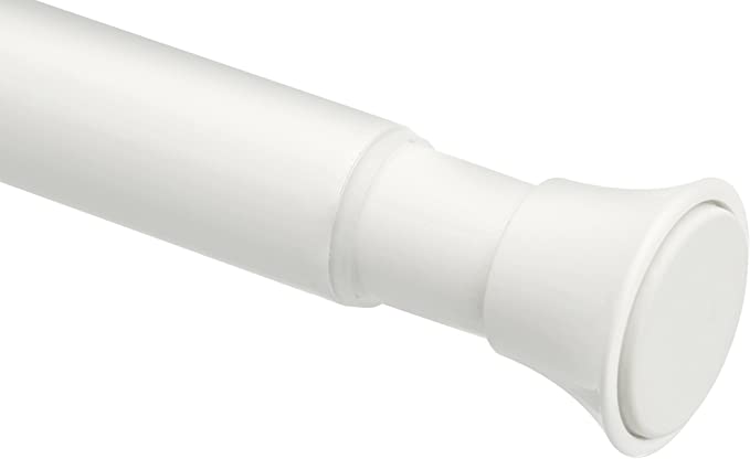 Photo 1 of Amazon Basics Tension Curtain Rod, Adjustable 24-36" Width - White, Classic Finial
