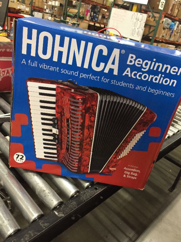 Photo 6 of Hohner Accordions 1303-RED 12 Bass Entry Level Piano Accordion, Red
